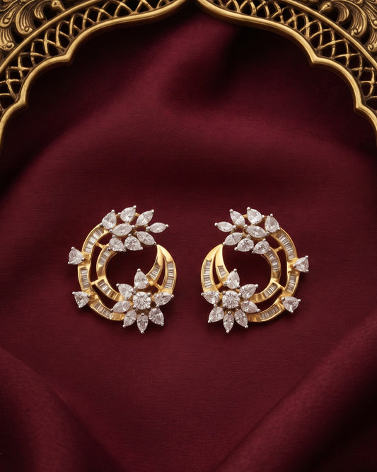 Marquise Bloom Gold - American diamond earrings