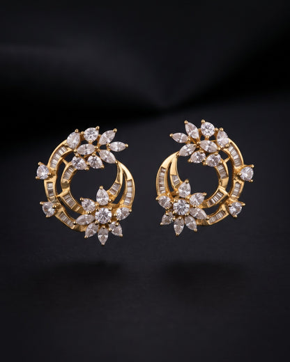 Marquise Bloom Gold - American diamond earrings