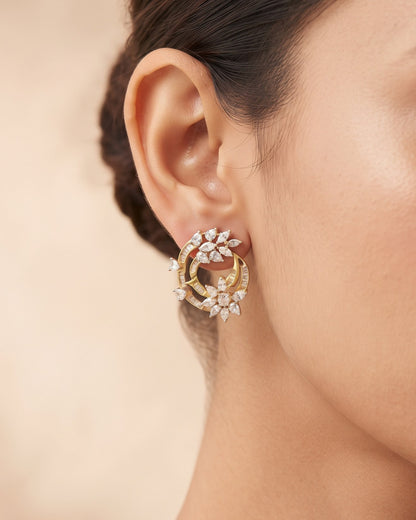 Marquise Bloom Gold - American diamond earrings