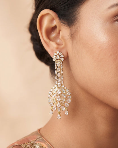 Marquise Tapestry Gold - American diamond earrings