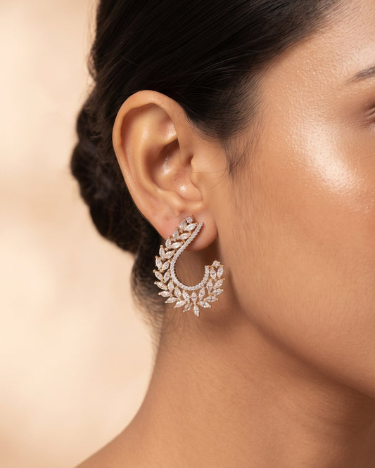 Moonleaf Gold - American diamond earrings