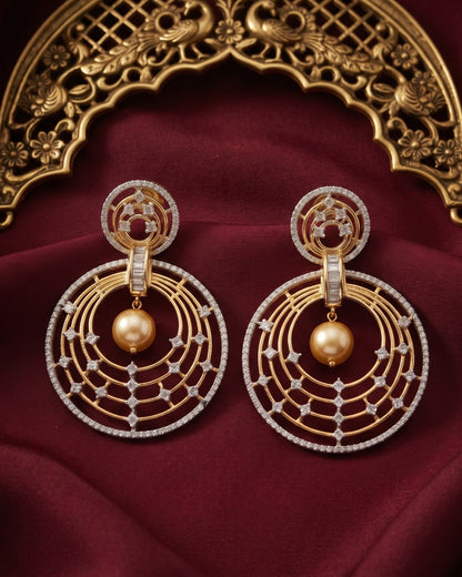 Pearl Galaxy Gold - American diamond earrings
