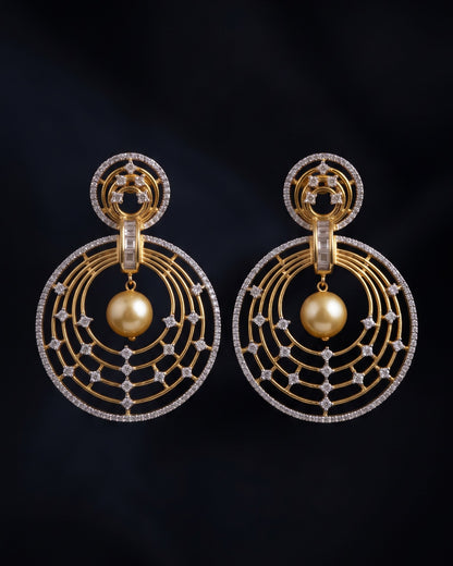 Pearl Galaxy Gold - American diamond earrings