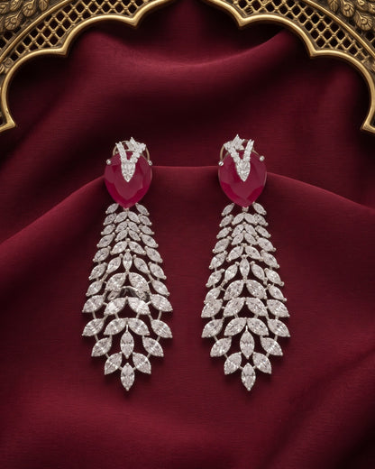 Ruby Canopy Silver - American diamond earrings