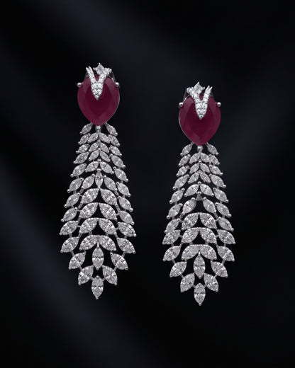 Ruby Canopy Silver - American diamond earrings