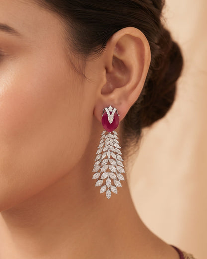 Ruby Canopy Silver - American diamond earrings