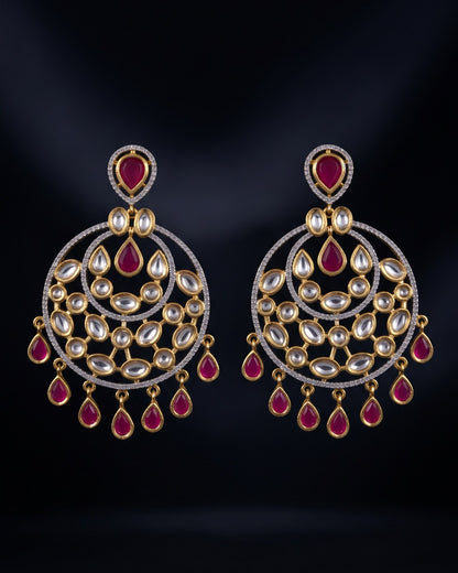 Ruby Jaal Gold - American diamond earrings