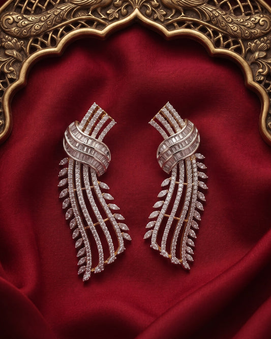 The Diamond Wave Gold - American diamond earrings