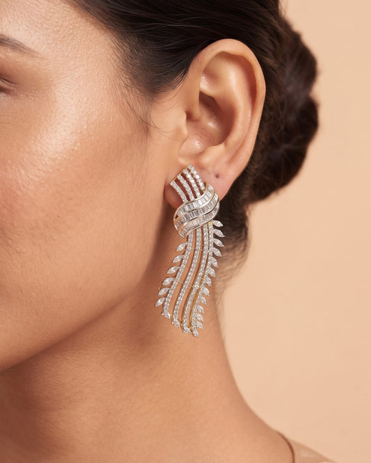 The Diamond Wave Gold - American diamond earrings