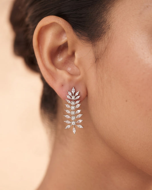 Vine of Light Silver - American diamond earrings
